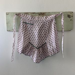 Vintage Handmade Purple & Green Floral Calico Half Apron